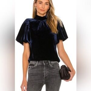 Free People Claudia Velvet Puff Sleeve Blouse | Medium